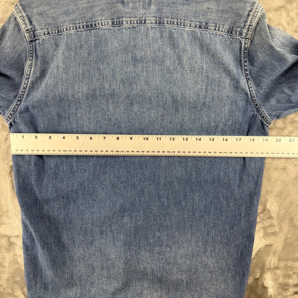 American Eagle Mens Denim Button Down Shirt Medium Wash Blue Cotton Small 11/18 - Picture 7 of 16